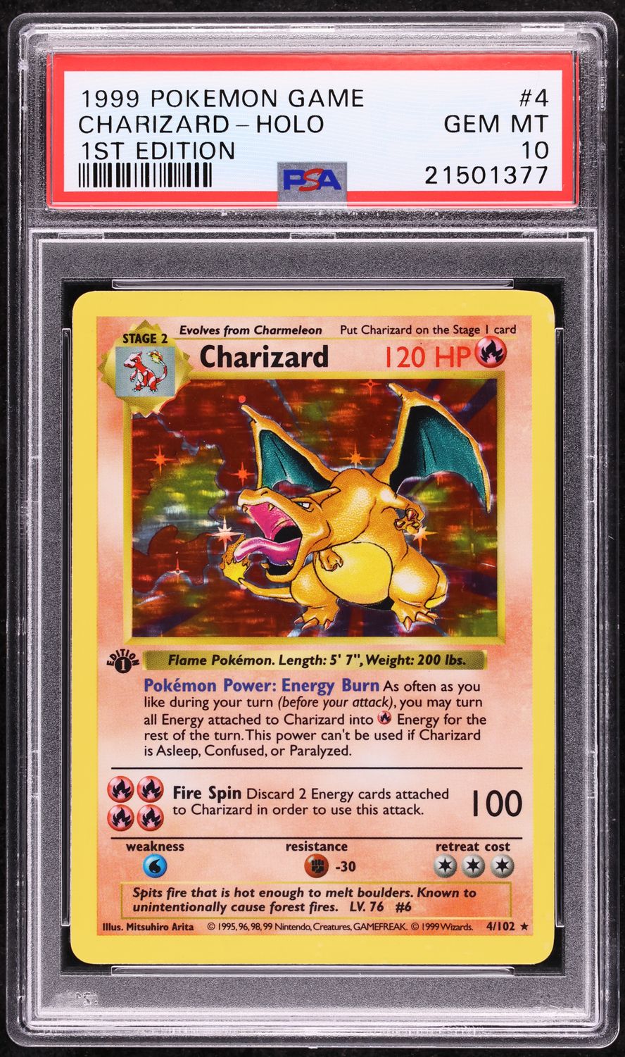 Pokémon Base Set Charizard #4/102 PSA 10 1st Edition