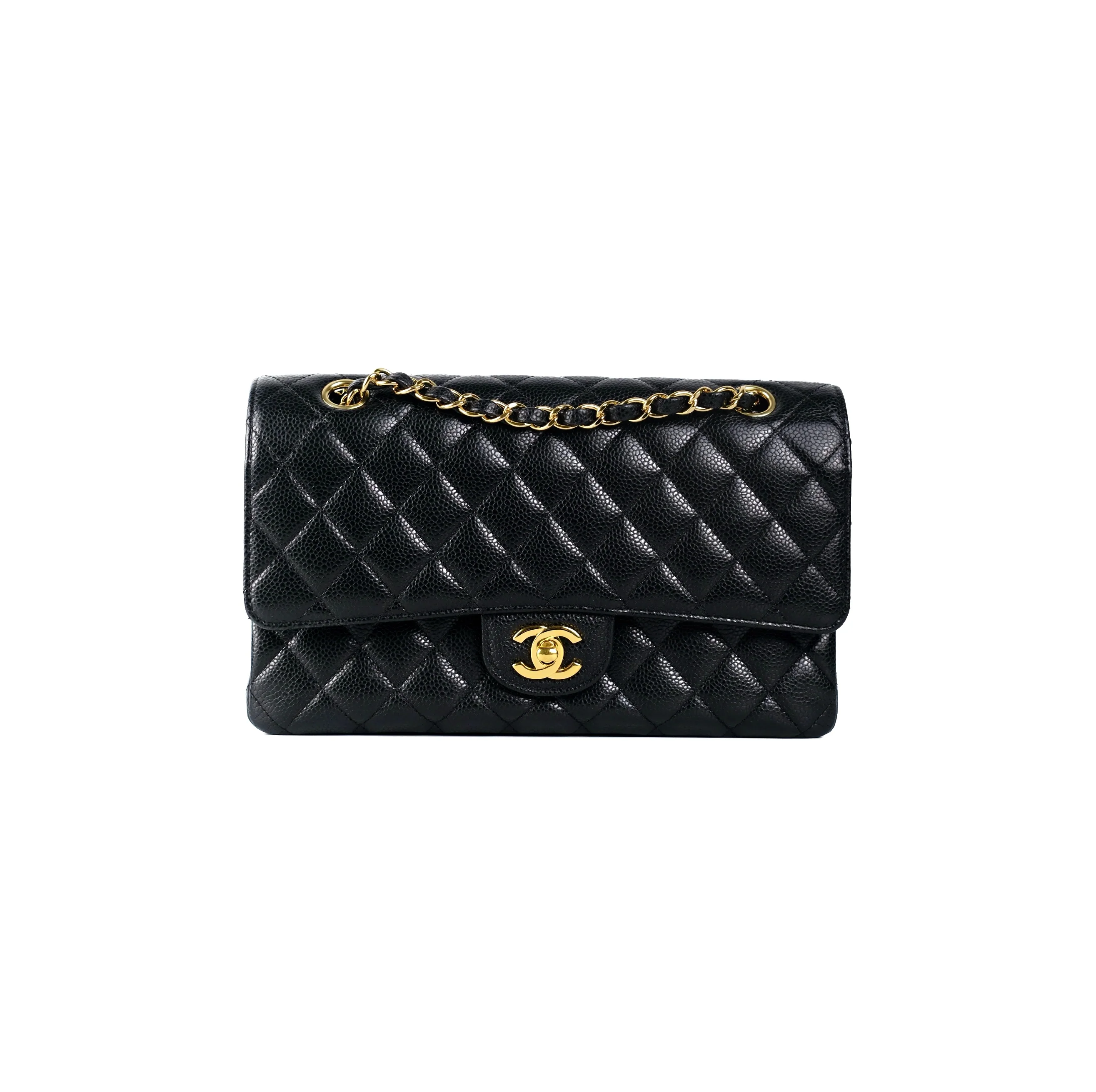Chanel Medium Classic Flap Bag Black Caviar Gold Hardware, 2025
